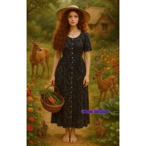 Vintage 90's Dress Liz Claiborne Button Down Duster Floral Grunge Flower Blue 6